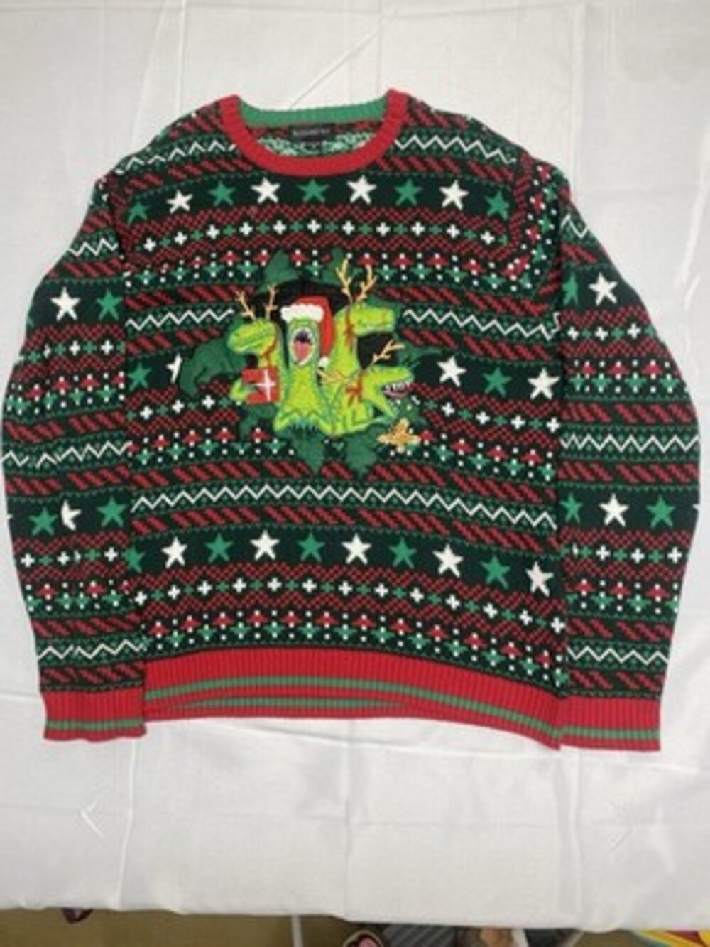 Blizzard Bay Men's Dinosaur T-Rex Ugly Christmas Sweater Size Medium